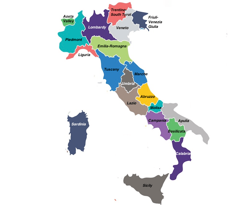 regions of Italy map