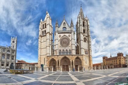 Panorama of Plaza de Regla and Leon Cathedral, Spain